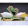 Geese on Lotus Leaves Gilt Jewelry Gift Box with Fine Crystals