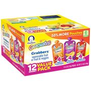 Gerber Graduates Grabbers Squeezable Fruit or Fruit & Veggies, Variety Pack, 12 ct