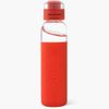Glass Water Bottle with Sport Cap, Coral