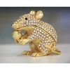 Golden Mouse Holding Peanut Gilt Jewelry Gift Box with Fine Crystals