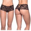 Goodnight Kiss Lace Crotchless Boyshort, Black, S/M