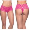 Goodnight Kiss Lace Crotchless Boyshort, Pink, S/M