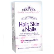 Hair, Skin & Nails, Extra Strength, 90 Tablets, 21st Century HealthCare