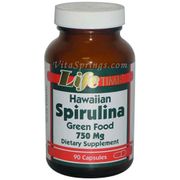 Hawaiian Spirulina 750 mg, 100 Capsules, LifeTime