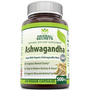 Herbal Secrets Ashwagandha 500 mg, 120 Veggie Capsules, Amazing Nutrition