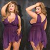 Hot 2 Piece Stretch Lace & Mesh Babydoll, Purple, Queen Size