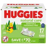Huggies Natural Care Sensitive Baby Wipes, Fragrance Free, 1088 ct