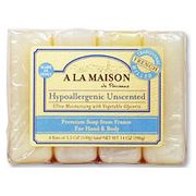 Hypoallergenic Unscented Bar Soap Value Pack, 4 x 3.5 oz, A La Maison