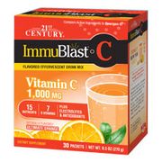 ImmuBlast-C Vitamin C 1000 mg, Effervescent Drink Mix, Ultimate Orange, 30 Packets, 21st Century HealthCare