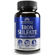 Iron Sulfate, Enteric-Coated, 300 Tablets, Windmill Health Products