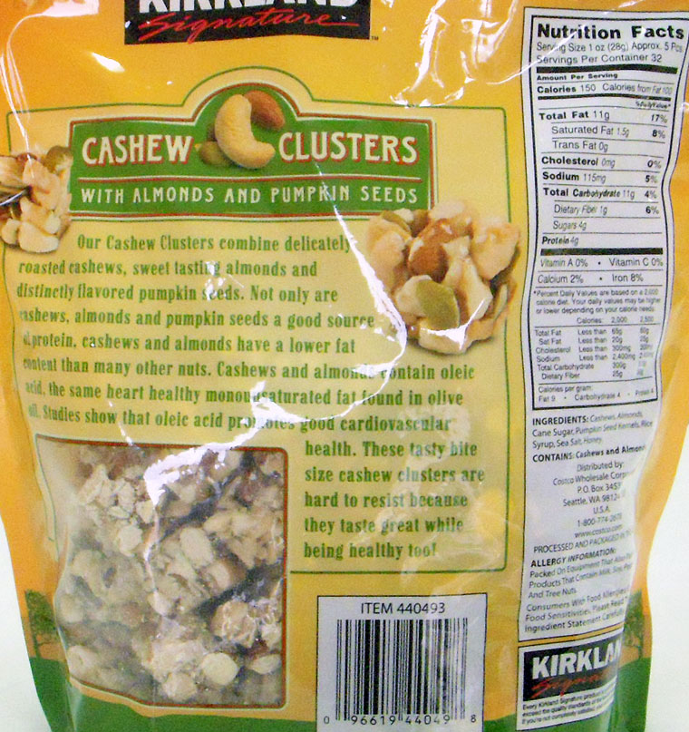 Kirkland Signature Cashew Clusters with Almonds & Pumpkin Seeds, 2 lb