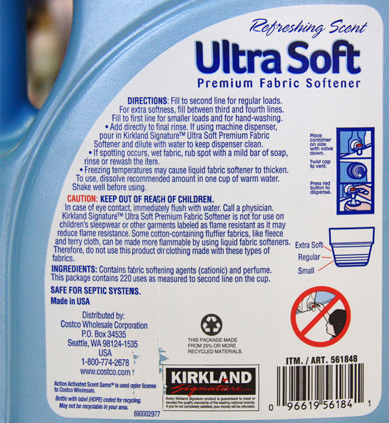 Kirkland Signature Fabric Softener Ultra Concentrated, Refreshing Scent