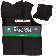 Kirkland Signature Men's Cushioned Crew Socks - Black, 6 Pair