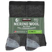 Kirkland Signature Men's Merino Wool Blend Full Cushion Socks, 6 Pair