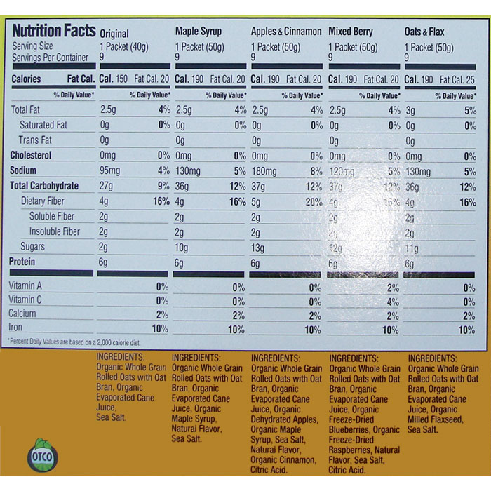 Kirkland Signature Organic Instant Oatmeal, 45 Packets (5 Flavors