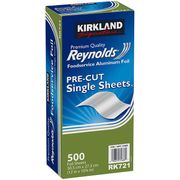 Kirkland Signature Reynolds Foodservice Aluminum Foil Pre-Cut Single Sheets, Premium Quality, RK721, 500 Count