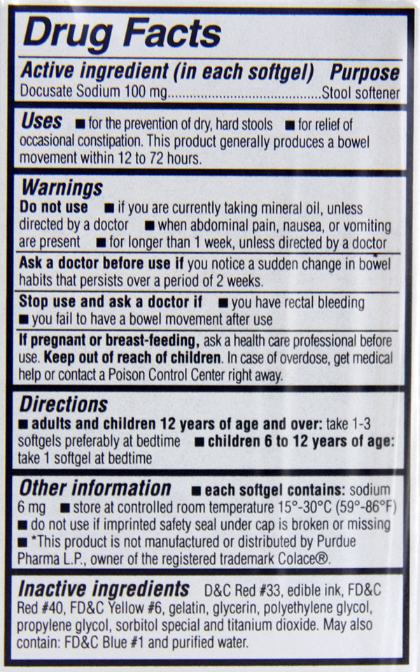 Kirkland signature stool softener docusate sodium 100 mg 400 softgels