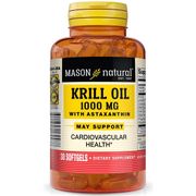 Krill Oil 1000 mg with Astaxanthin, Triple Strength, 30 Softgels, Mason Natural