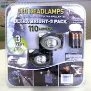 LED Headlamps, Ultra Bright, 110 Lumens, 2 Pack