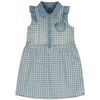 Girls' Denim Dress, 100% Cotton - Indigo Gingham