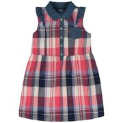 Levi's Girls' Denim Dress, 100% Cotton - Tea Tree Pink Plaid