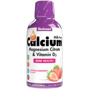Liquid Calcium Magnesium Citrate Plus Vitamin D3, Natural Strawberry Flavor, 16 oz, Bluebonnet Nutrition
