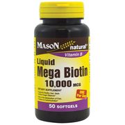 Liquid Mega Biotin 10,000 mcg, 50 Softgels, Mason Natural