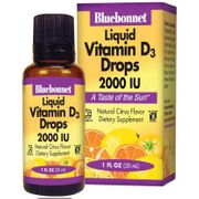 Liquid Vitamin D3 Drops 2000 IU, Natural Citrus Flavor, 1 oz, Bluebonnet Nutrition