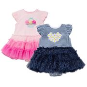 Little Me Girls' Tutu Popover 2-Pack, Pink/Navy