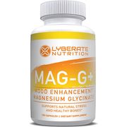 Lyberate Nutrition Mag-G+ Mood Enhancement Magnesium Glycinate Supplement, 120 Capsules