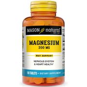 Magnesium 200 mg, 100 Tablets, Mason Natural