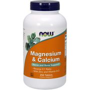 Magnesium & Calcium, Reverse 2:1 Ratio, Value Size, 250 Tablets, NOW Foods