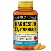 Magnesium & Vitamin D3 with Turmeric, 60 Tablets, Mason Natural