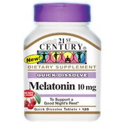 Melatonin 10 mg, Cherry Flavor, 120 Quick Dissolve Tablets, 21st Century HealthCare