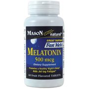 Melatonin 500 mcg Fast Meltz Fruit Flavored Tablets, 60 Tablets, Mason Natural
