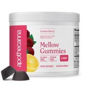 Mellow CBD Gummies - Lemon Berry, 30 Vegan Gummies, Apothecanna