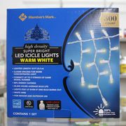 Member's Mark High Density Super Bright LED Icicle Lights, Warm White, 300 Count