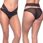 Mesh & Decorative Elastic Bikini, Black, L/XL, Oh La La Cheri Lingerie