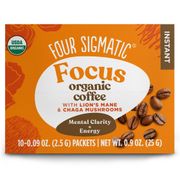 Focus Organic Instant Coffee with Lion's Mane & Chaga Mushrooms, 10 Packets, Four Sigmatic