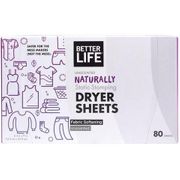 Naturally Static-Stomping Dryer Sheets, Fabric Softening, Unscented, 80 ct, Better Life Green Cleaning