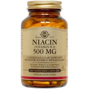 Niacin 500 mg (Vitamin B3), 100 Vegetable Capsules, Solgar