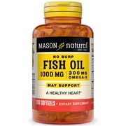 No Burp Omega-3 Fish Oil 1000 mg, 100 Softgels, Mason Natural