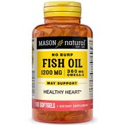 No Burp! Omega-3 Fish Oil 1200 mg, 100 Softgels , Mason Natural