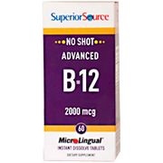 No Shot Advanced B12 2000 mcg, 60 Instant Dissolve Tablets, Superior Source