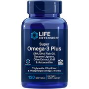 Super Omega-3 Plus EPA/DHA Fish Oil, Sesame Lignans, Olive Extract, Krill & Astaxanthin, 120 Softgels, Life Extension