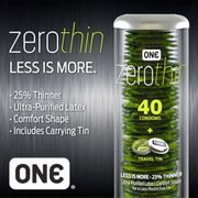 ONE Condoms Zero Thin Condom, 40 Count