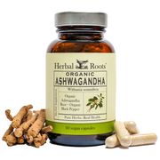 Organic Ashwagandha, 60 Vegan Capsules, Herbal Roots
