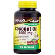 Organic Coconut Oil 1000 mg, 60 Softgels, Mason Natural