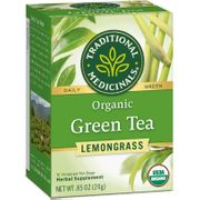 Organic Green Tea Lemongrass, 16 Tea Bags, Traditional Medicinals Teas