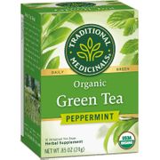 Organic Green Tea Peppermint, 16 Tea Bags, Traditional Medicinals Teas
